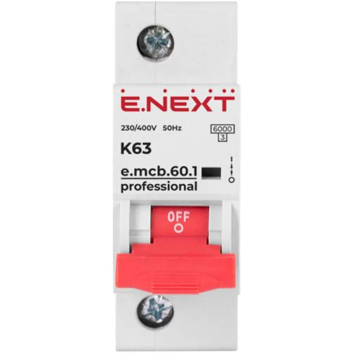 Автоматичний вимикач E.Next e.mcb.pro.60.1.K 63А 1P K 6кА (p0430001)