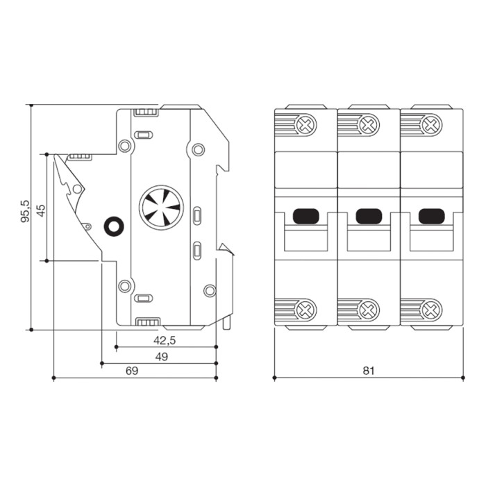 Тримач запобіжників Italweber 3P BCH 14×51 50A 690V АC
