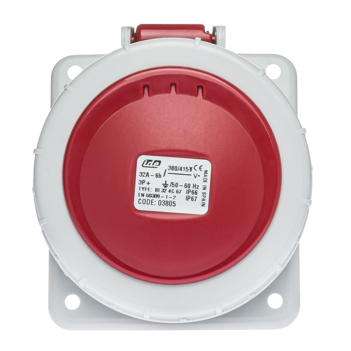 Розетка вбудована похила IDE MUNDIAL 4P 32A 220V IP66-68