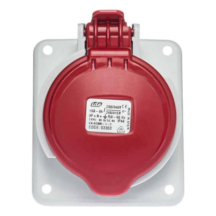 Розетка вбудована похила IDE MUNDIAL 3P+N+E 16A 200/346–240/415V IP44