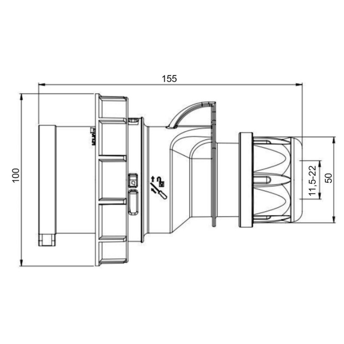 Реверсивний штепсель IDE MUNDIAL 3P+N+E 32A 200/346–240/415V IP67
