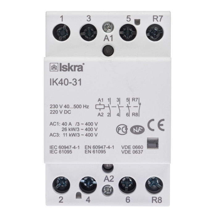 Модульний контактор ISKRA IKA 40A 230V AC/DC 3NO+1NC