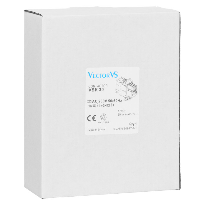Контактор для комутації конденсаторів до 30 кВАр VSK 30 11 230V 50/60Hz