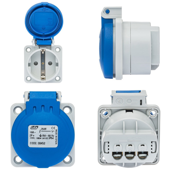 Розетка настінна IDE SCHUKO 2P+E 16A 250V IP54