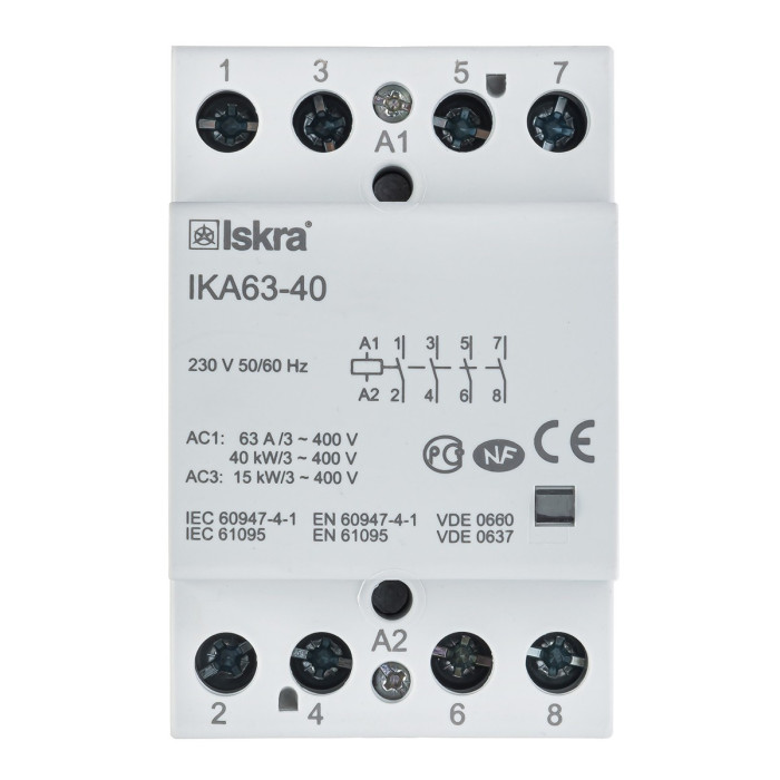 Модульний контактор ISKRA IKA 63A 230V AC 4NO
