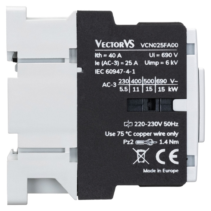 Контактор Vector VS VCN 25A 400V AC