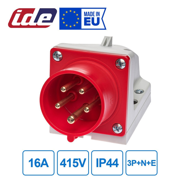 Настінна вилка IDE MUNDIAL 3P+N+E 16A 200/346–240/415V IP44