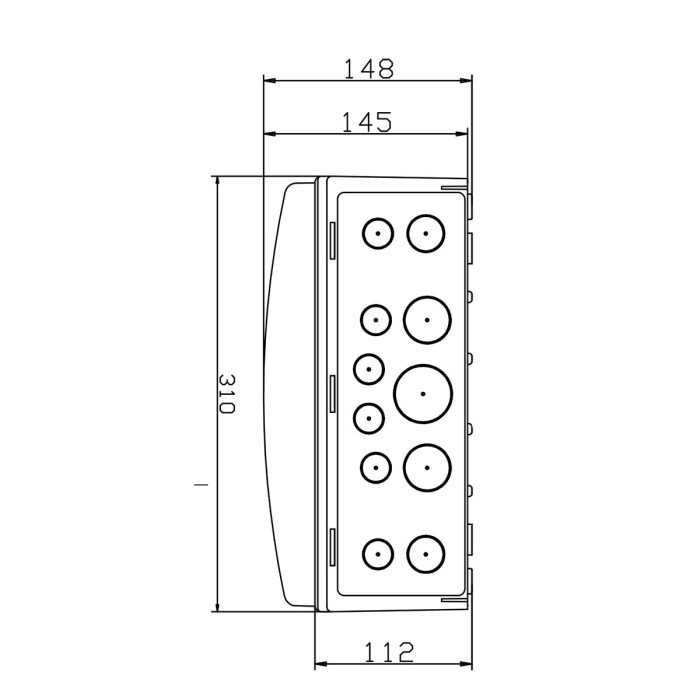 Настінний корпус для сил. розеток IDE STAR 2×12 MOD 688×310x147mm, IP65 з шинами N+PE