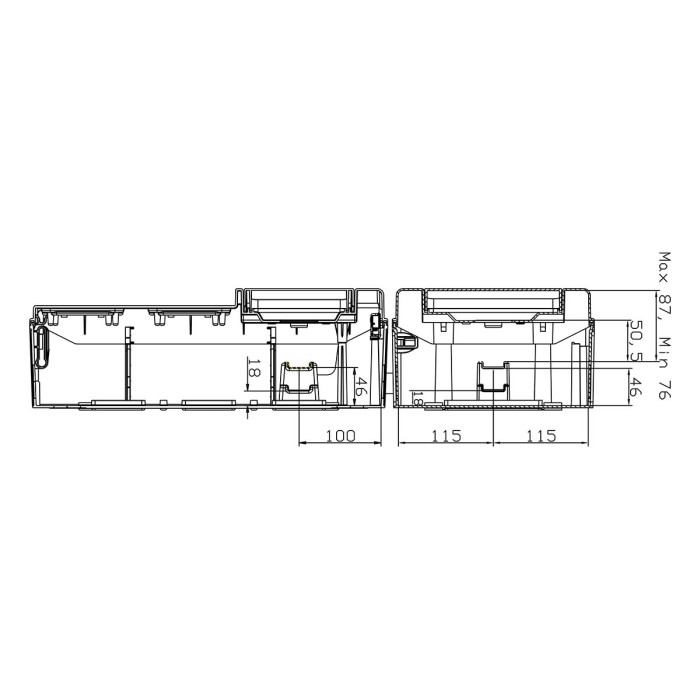 Настінний корпус для сил. розеток IDE STAR 2×12 MOD 688×310x147mm, IP65 з шинами N+PE
