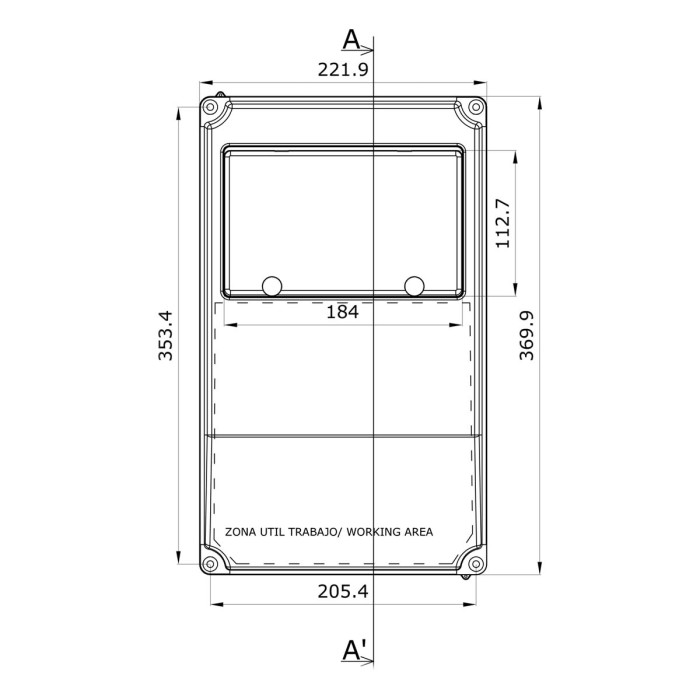 Настінний корпус для сил. розеток IDE PRYMA 1×9 MOD 369×222x130mm IP67 з шинами N+PE