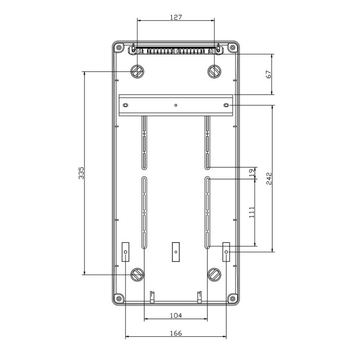 Настінний корпус для сил. розеток IDE STAR 1×9 MOD 436×210x137mm, IP65 з шинами N+PE