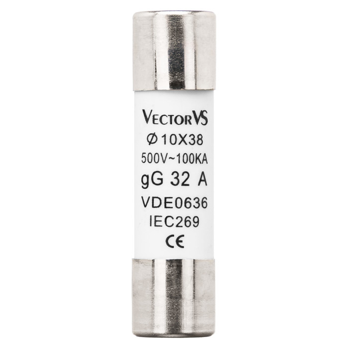 Запобіжник циліндричний Vector VS GENESIS 10x38 32A 500V AC