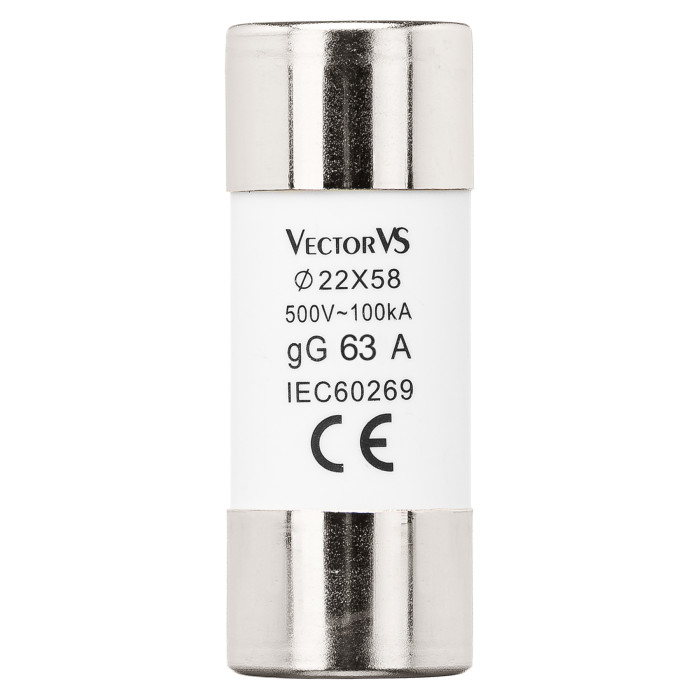 Запобіжник циліндричний Vector VS GENESIS 22x58 63A 500V AC