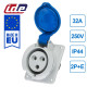 Розетка вбудована похила IDE MUNDIAL 2P+E 32A 200–250V IP44