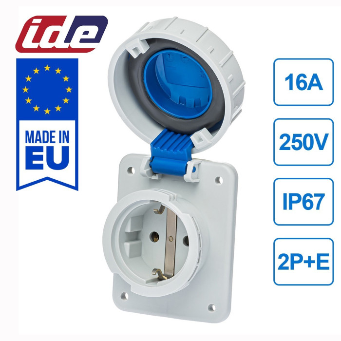 Розетка настінна IDE SCHUKO 2P+E 16A 250V IP67