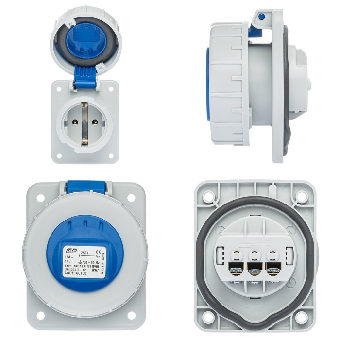 Розетка настінна IDE SCHUKO 2P+E 16A 250V IP67