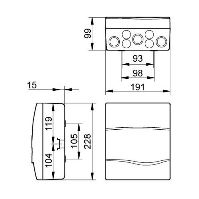 Корпус розподільчий IDE Combi, 1×8 модуля 228×191x99, IP40, з шинами N і PE