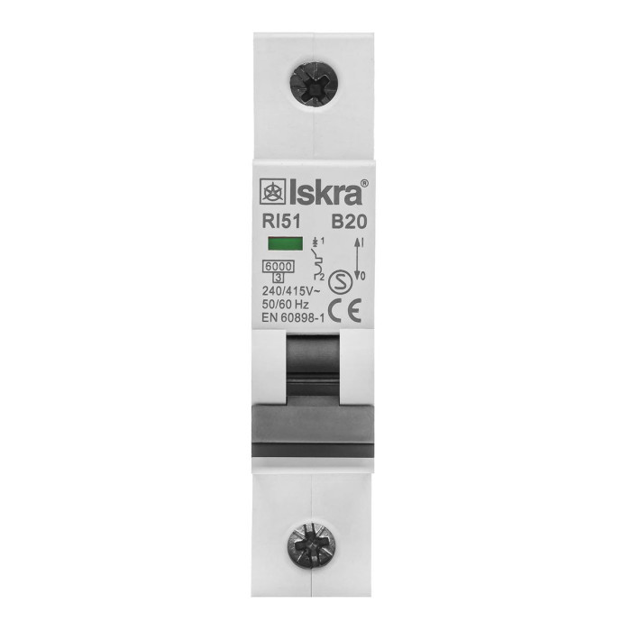 Модульний автоматичний вимикач ISKRA RI51 1P B20A 6kA