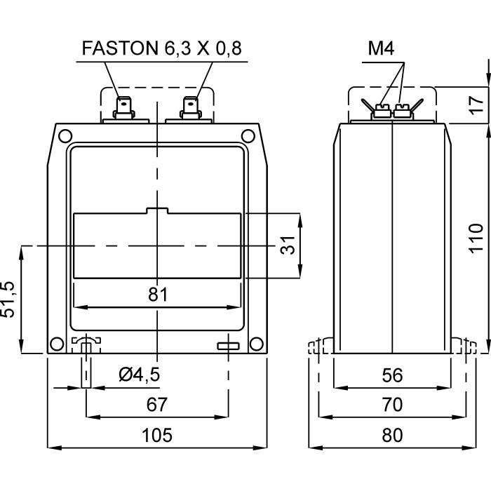 Трансформатор струму вимірювальний FRER TAT081 2500A 81×31 2500/5