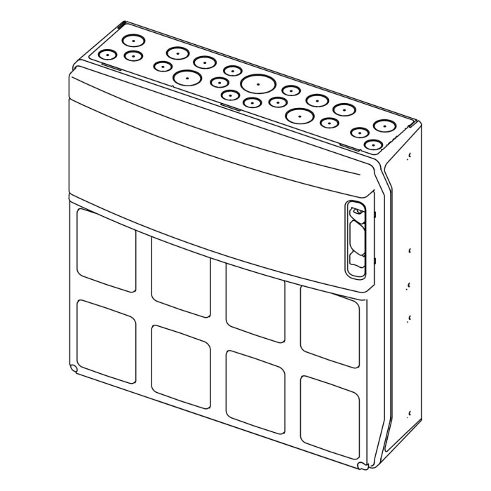 Настінний корпус для сил. розеток IDE з отвора STAR 1×18 MOD 436×418x147mm, IP65, шини N+PE