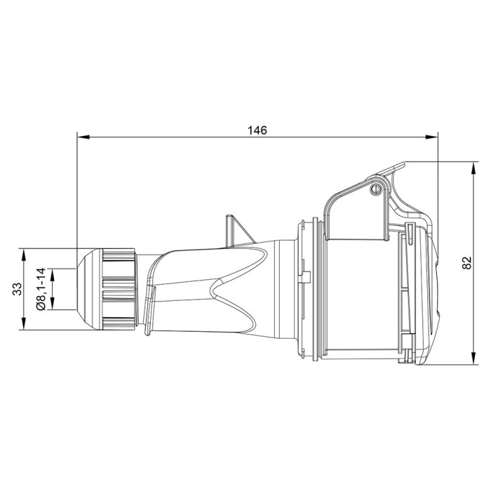 Розетка кабельна IDE MUNDIAL 2P+E 16A 200–250V IP44