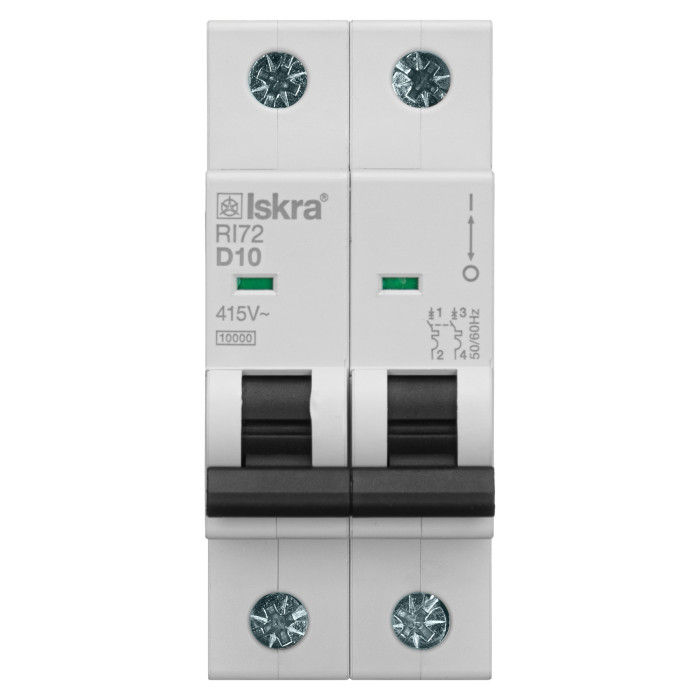 Модульний автоматичний вимикач ISKRA RI72 2P D10A 10kA