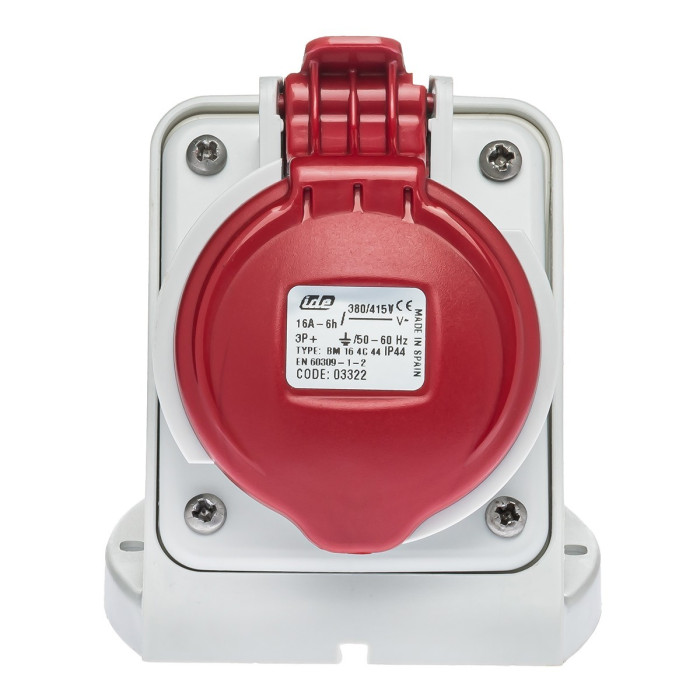 Розетка настінна IDE MUNDIAL 3P+E 16A 380–415V IP44