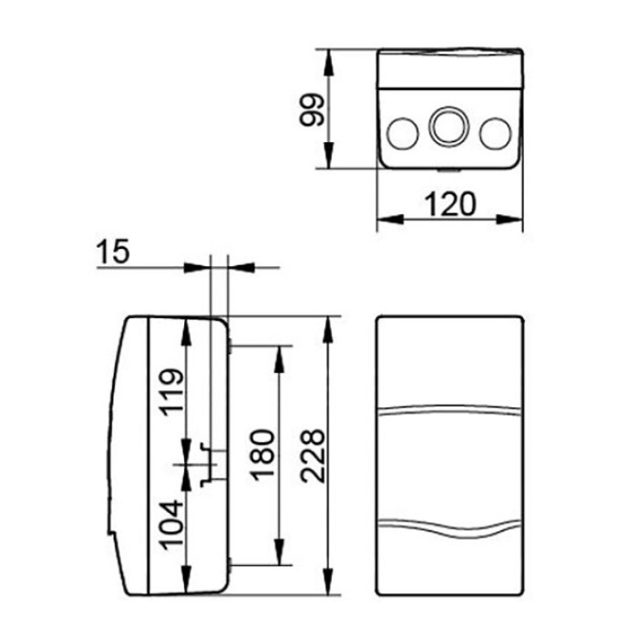 Корпус розподільчий IDE Combi, 1×4 модуля 228×120x99, IP40, з шинами N і PE