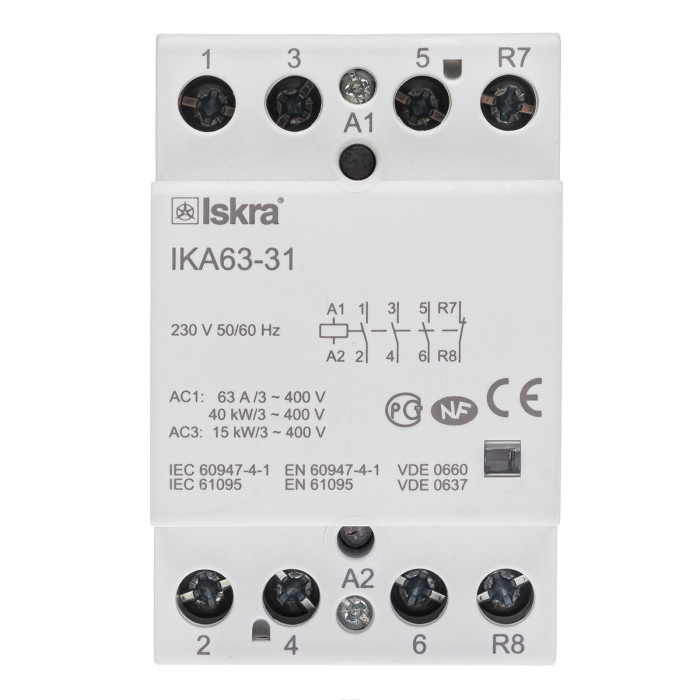 Модульний контактор ISKRA IKA 63A 230V AC 3NO+1NC