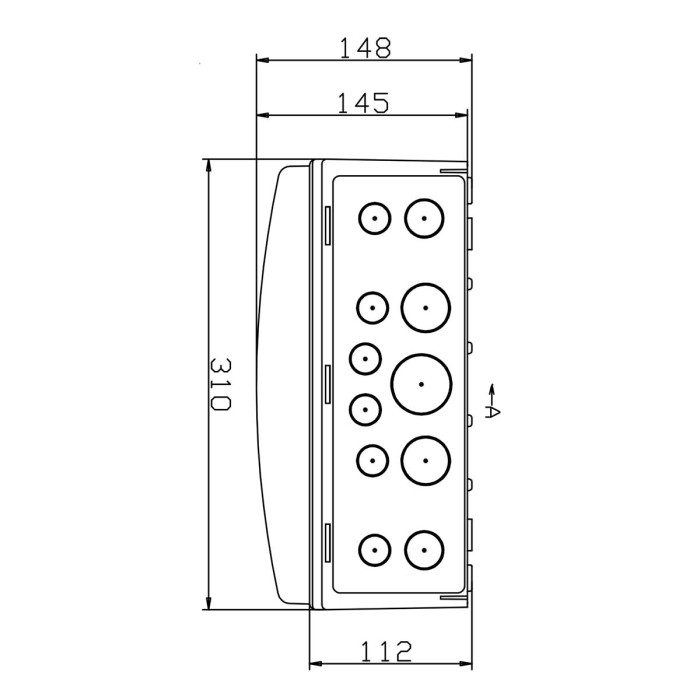 Настінний корпус для сил. розеток IDE з отв STAR 2×12 MOD 688×310x147mm, IP65 з шинами N+PE