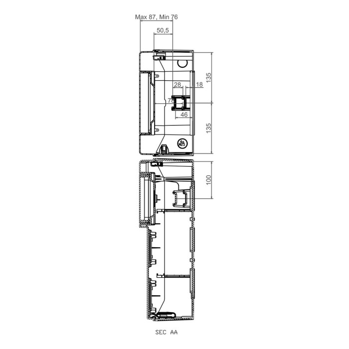 Настінний корпус для сил. розеток IDE STAR 2×18 MOD 728×418x147mm, IP65 з шинами N+PE
