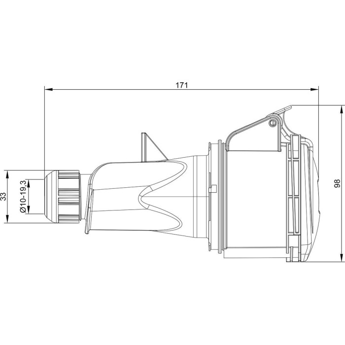 Розетка кабельна IDE MUNDIAL 2P+E 32A 200–250V IP44