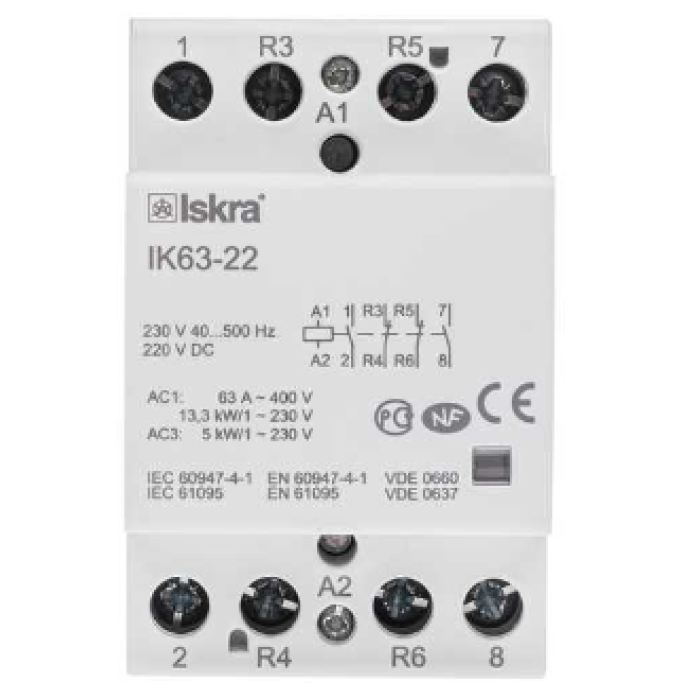 Модульний контактор ISKRA IKA 63A 24V AC/DC 2NO+2NC
