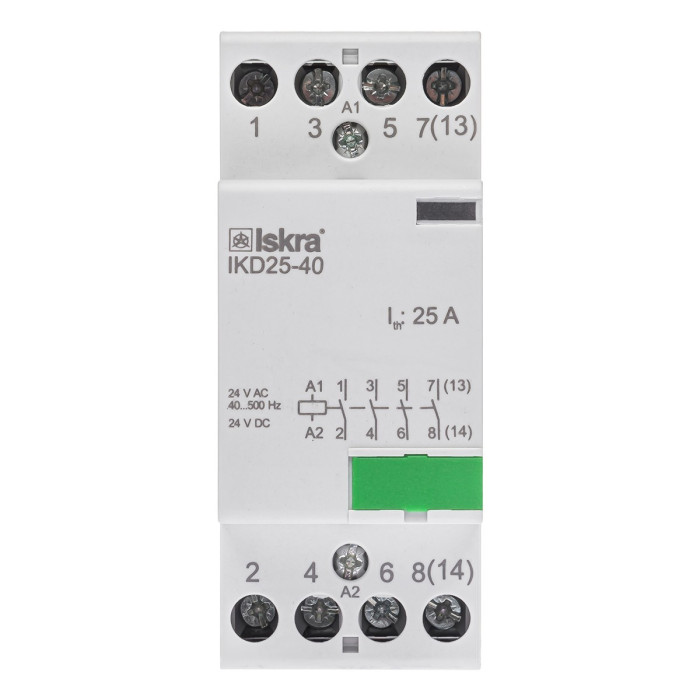 Модульний контактор ISKRA IKD 25A 24V AC/DC 4NO