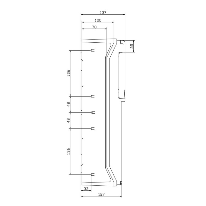 Настінний корпус для сил. розеток IDE STAR 1×6 MOD 436×142x137mm, IP65 з шинами N+PE