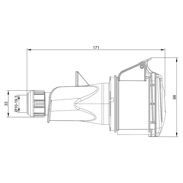 Розетка кабельна IDE MUNDIAL 3P+E 32A 380–415V IP44