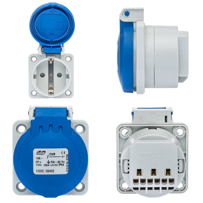 Розетка настінна IDE SCHUKO 2P+E 16A 250V IP54