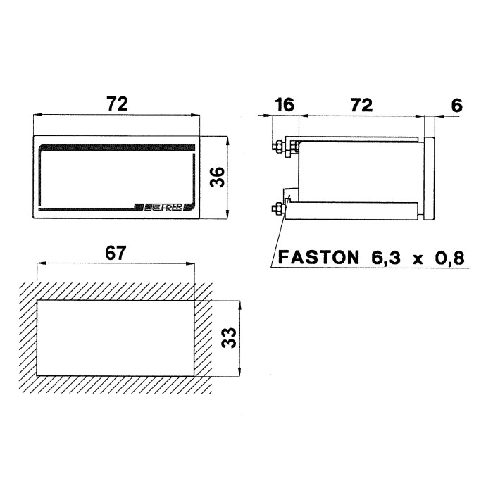 Амперметр цифровий FRER D76 72×36 115–230 AC ±60мВ