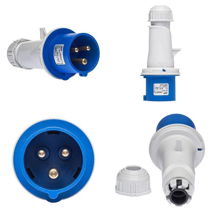 Вилка кабельна IDE MUNDIAL 2P+E 16A 220–250V IP44