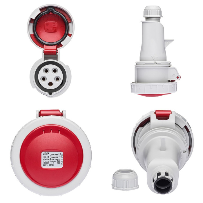 Розетка кабельна IDE MUNDIAL 3P+N+E 16A 200/346–240/415V IP66-67