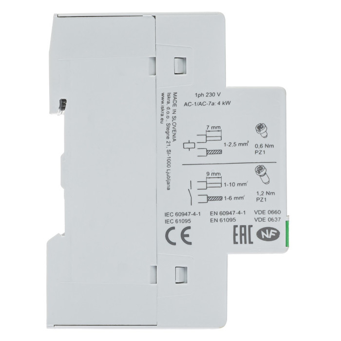 Модульний контактор ISKRA IKA 20A 230V AC 1NO+1NC