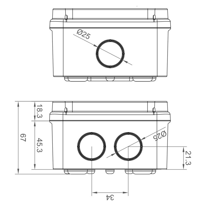 Клемна коробка IDE 113×113x68, IP65-IP67