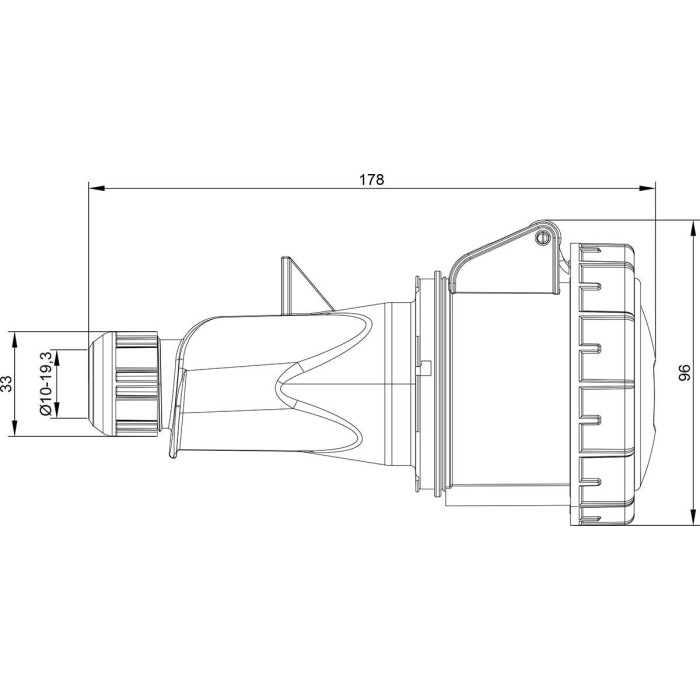 Розетка кабельна IDE MUNDIAL 3P+E 32A 380–415V IP66-67