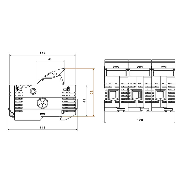 Тримач запобіжників Italweber J 27×60, 60A 600V AC