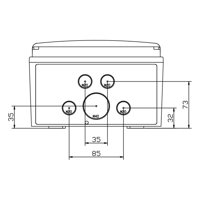 Настінний корпус для сил. розеток IDE з отворами STAR 1×9 MOD 436×210x137mm, IP65, шини N+PE