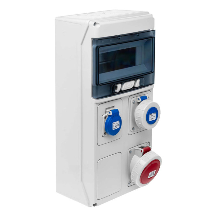 Настінний корпус для сил. розеток IDE з отворами STAR 1×9 MOD 436×210x137mm, IP65, шини N+PE