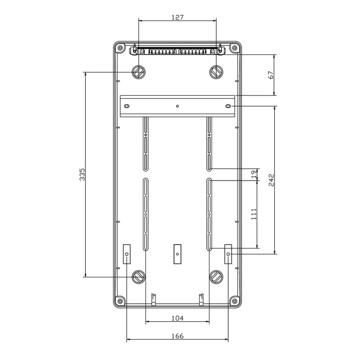 Настінний корпус для сил. розеток IDE з отворами STAR 1×9 MOD 436×210x137mm, IP65, шини N+PE