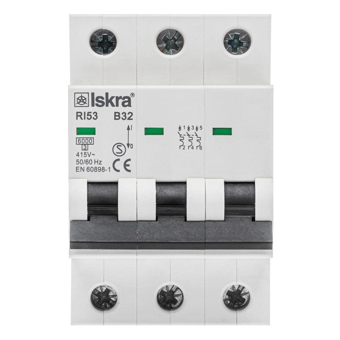 Модульний автоматичний вимикач ISKRA RI53 3P B32A 6kA