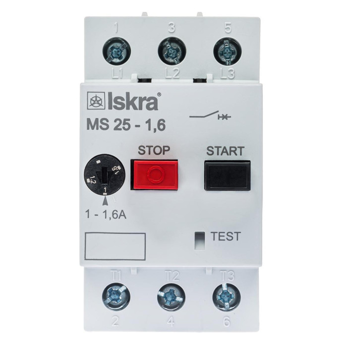 Автомат захисту двигуна ISKRA 1,6A серії MS25