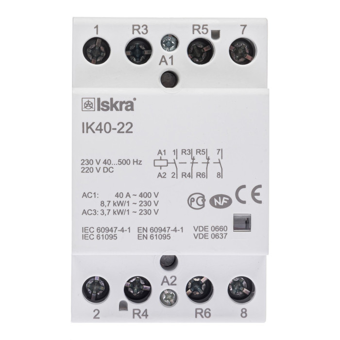 Модульний контактор ISKRA IKA 40A 230V AC/DC 2NO+2NC